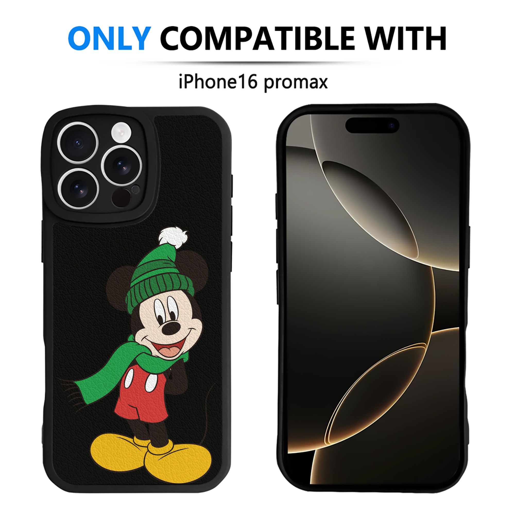 （画像用） ミッキーマウス Mickey Mouse 【iPhone 16シリーズ対応】シリコンスマホケース（レザー調） 材質：シリコン
